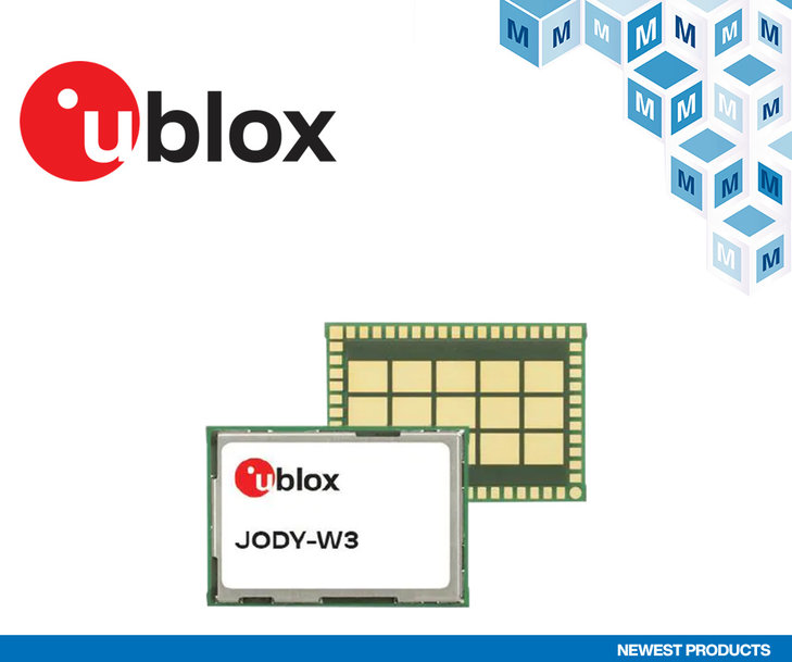 Mouser's u-blox JODY-W3 Host-Based Automotive Modules expand multi-channel, high data rate communication